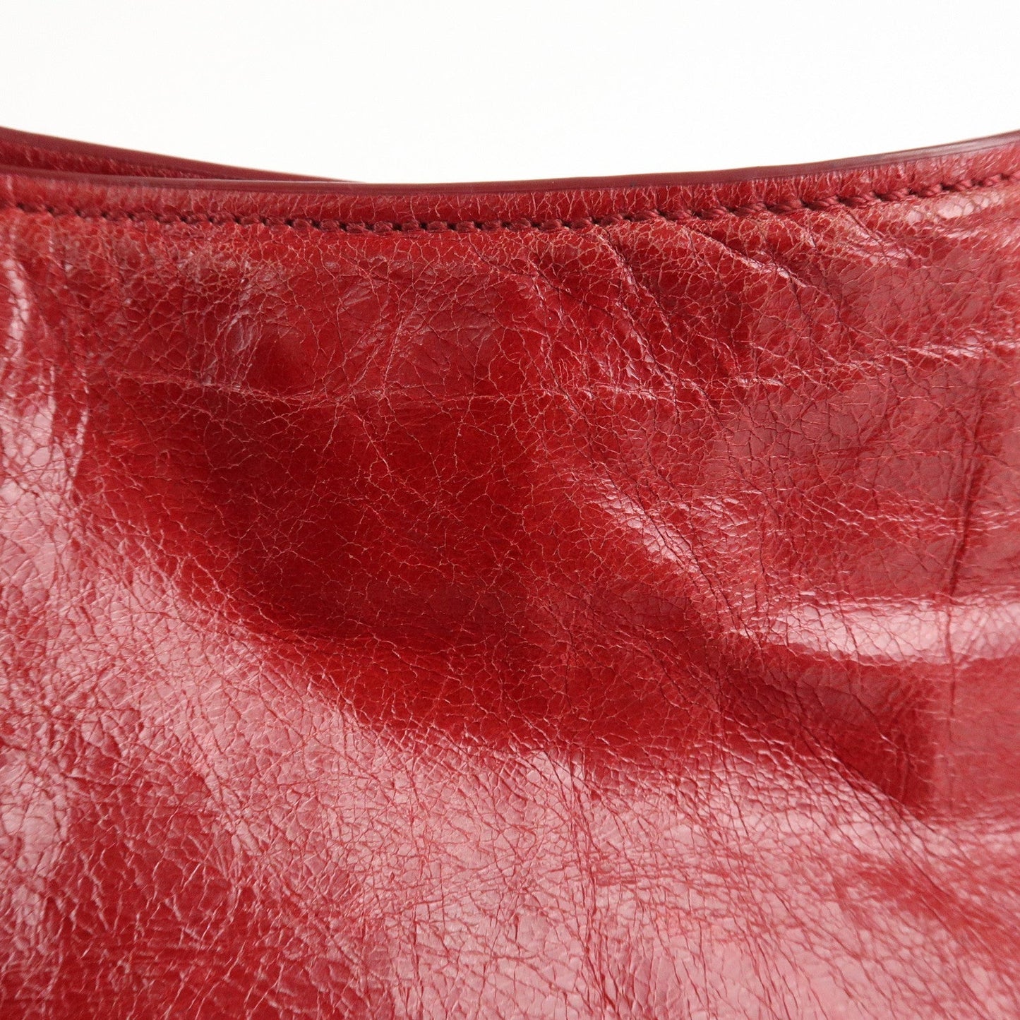 PRADA Logo Leather One Shoulder Bag Red BR4829  d