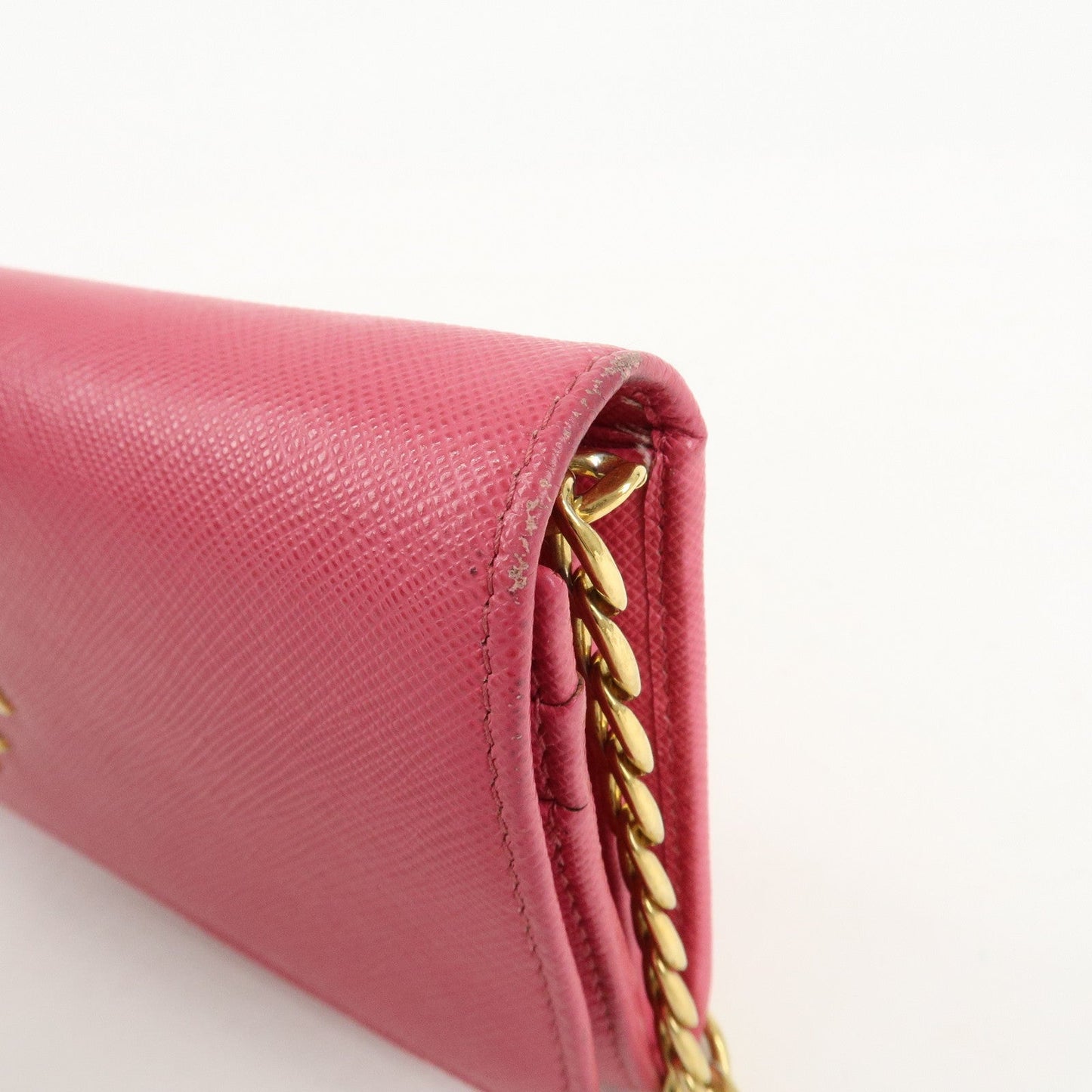 PRADA Saffiano Metal Chain Wallet Shoulder Bag Pink 1DH002  d