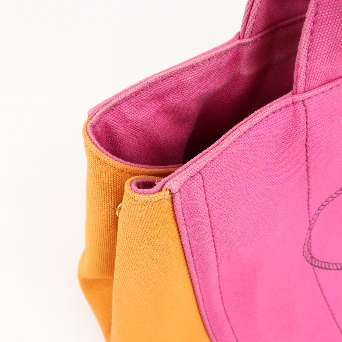 PRADA Canapa Canvas Tote Bag Limited Edition Pink Orange B1877I  d