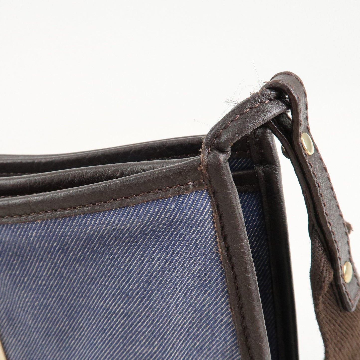 FENDI Zucca Denim Leather Shoulder Bag Cross Body Bag 8BT034  d