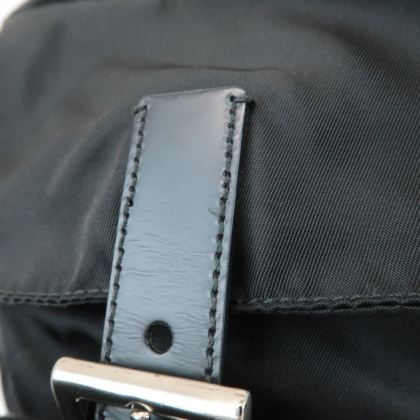PRADA Triangle Logo Nylon Leather Back Pack Ruck Sack Black B2811  d