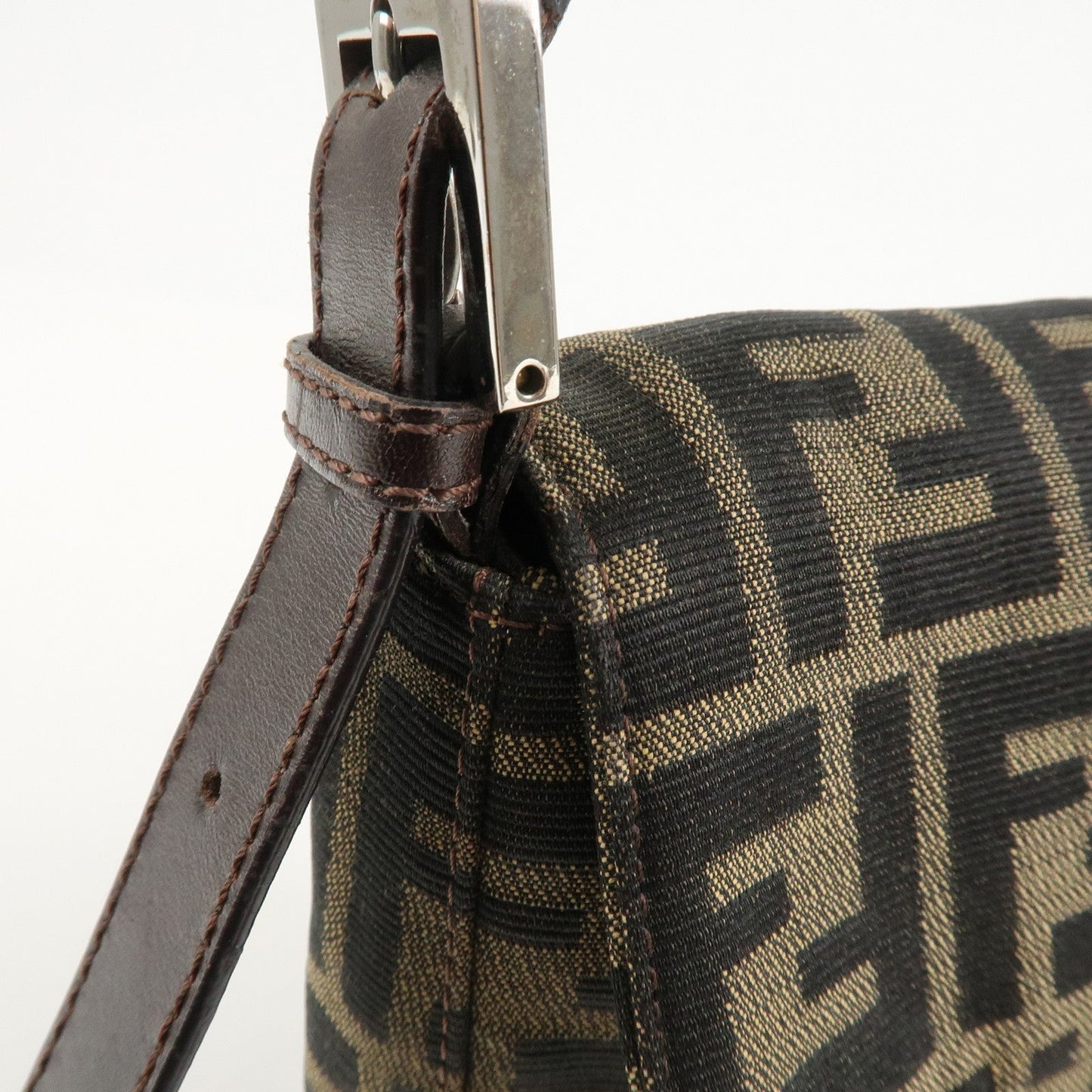 FENDI Mamma Bagguette Zucca Canvas Leather Shoulder Bag 26424  d