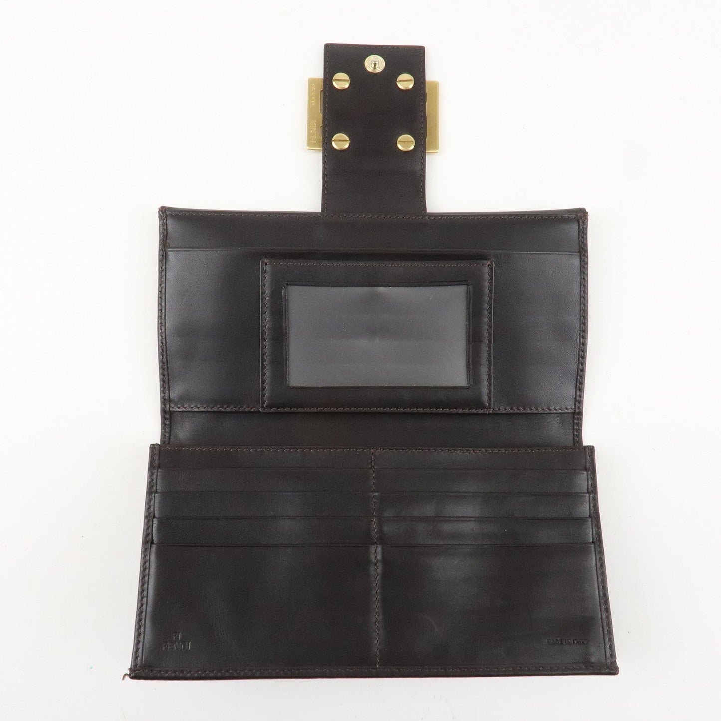 FENDI Zucca Canvas Leather Long Bi-fold Wallet Brown 8M0032  d