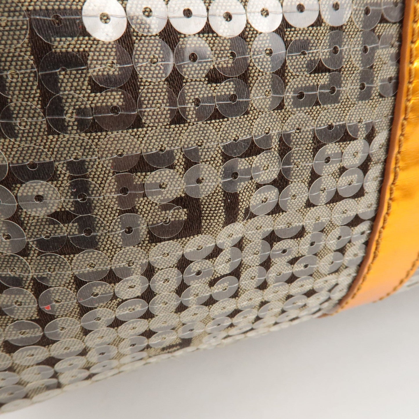 FENDI Zucchino Canvas Leather Beaded Boston Bag 8BL099  d