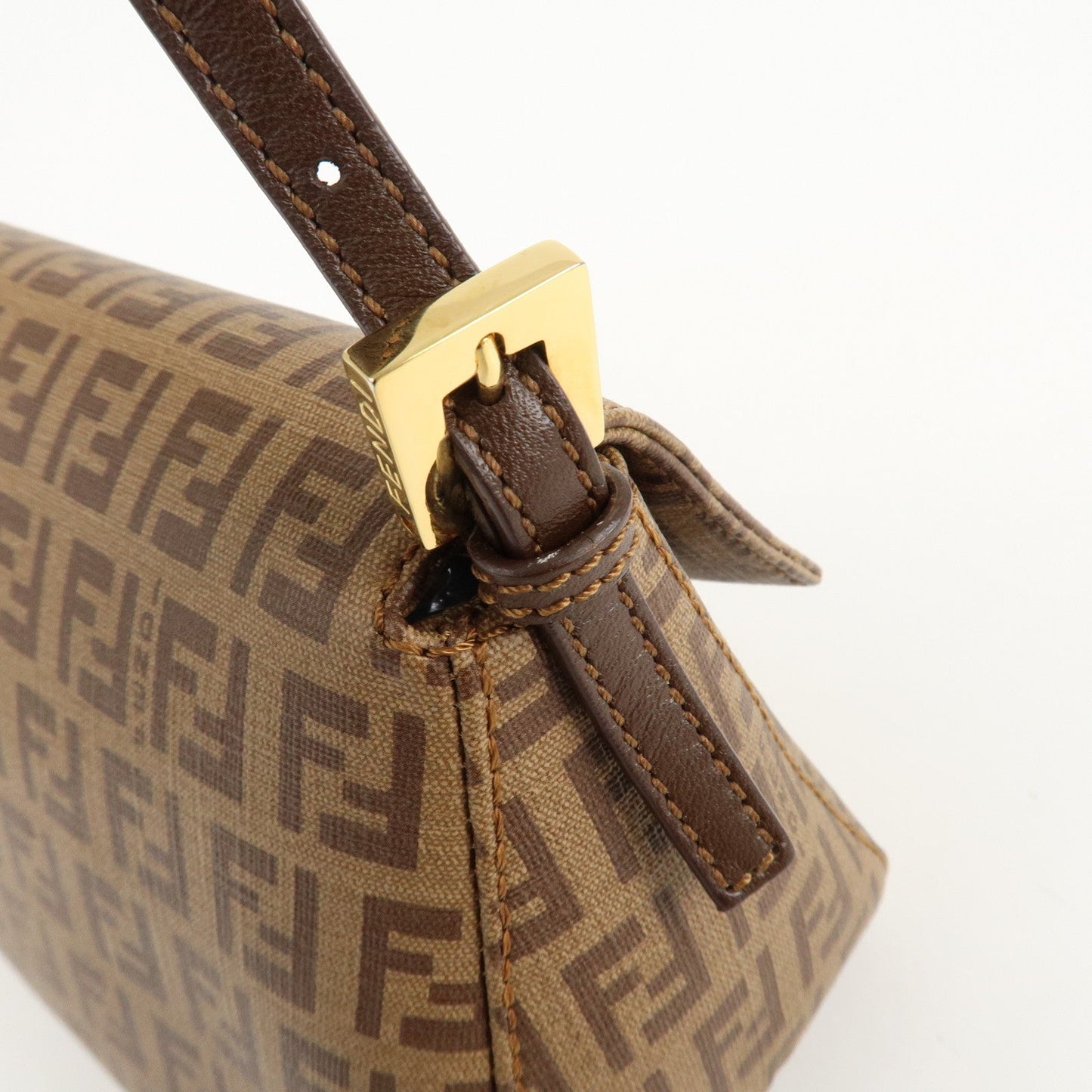FENDI Zucchino Mini Mamma Baguette PVC Leather Hand Bag 8BR180  d
