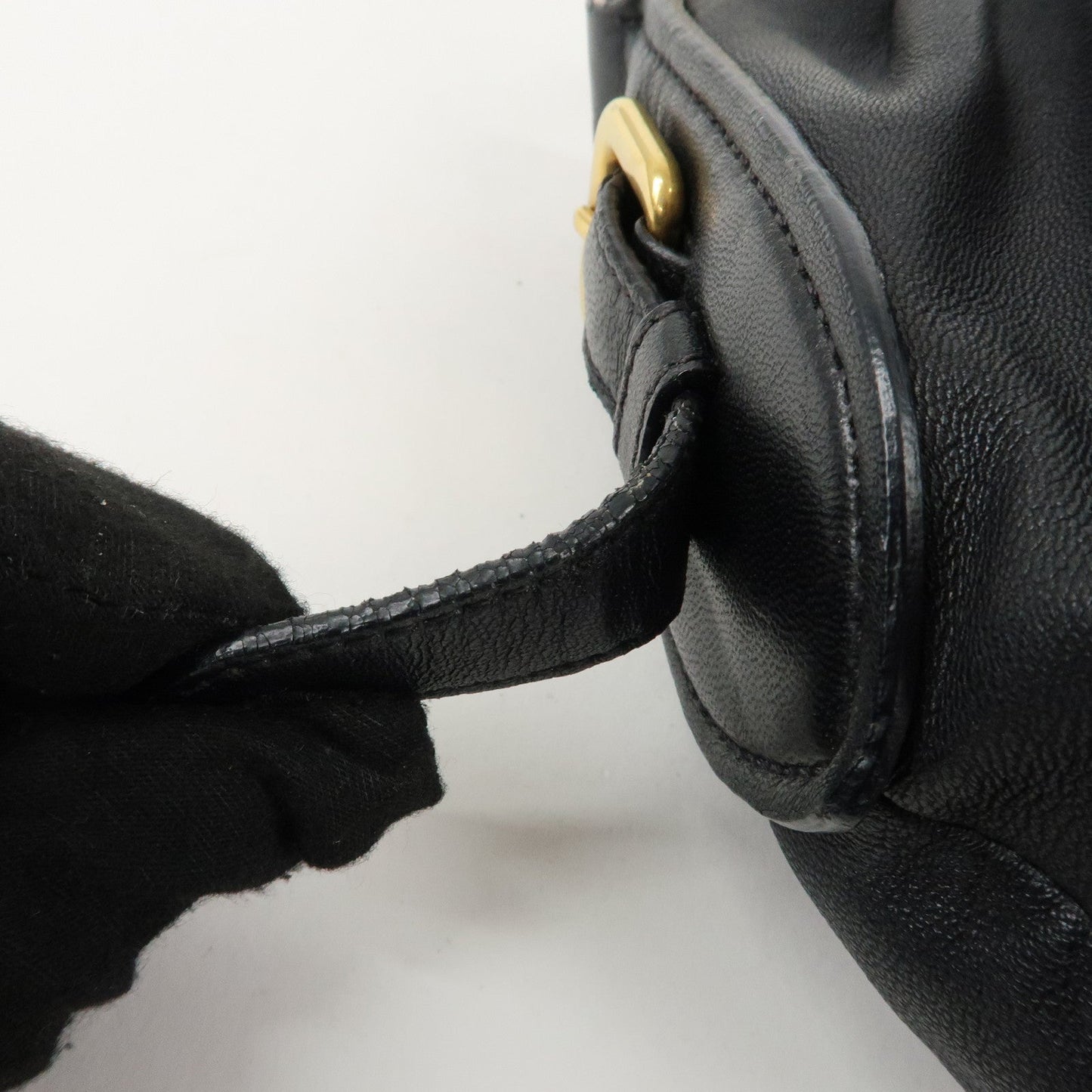 PRADA Leather 2Way Hand Bag Shoulder Bag Black BN2324  d
