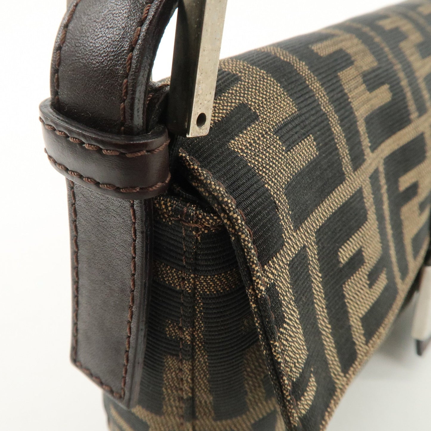 FENDI Zucca Mamma Baguette Canvas Shoulder Bag Brown Black 26424  d