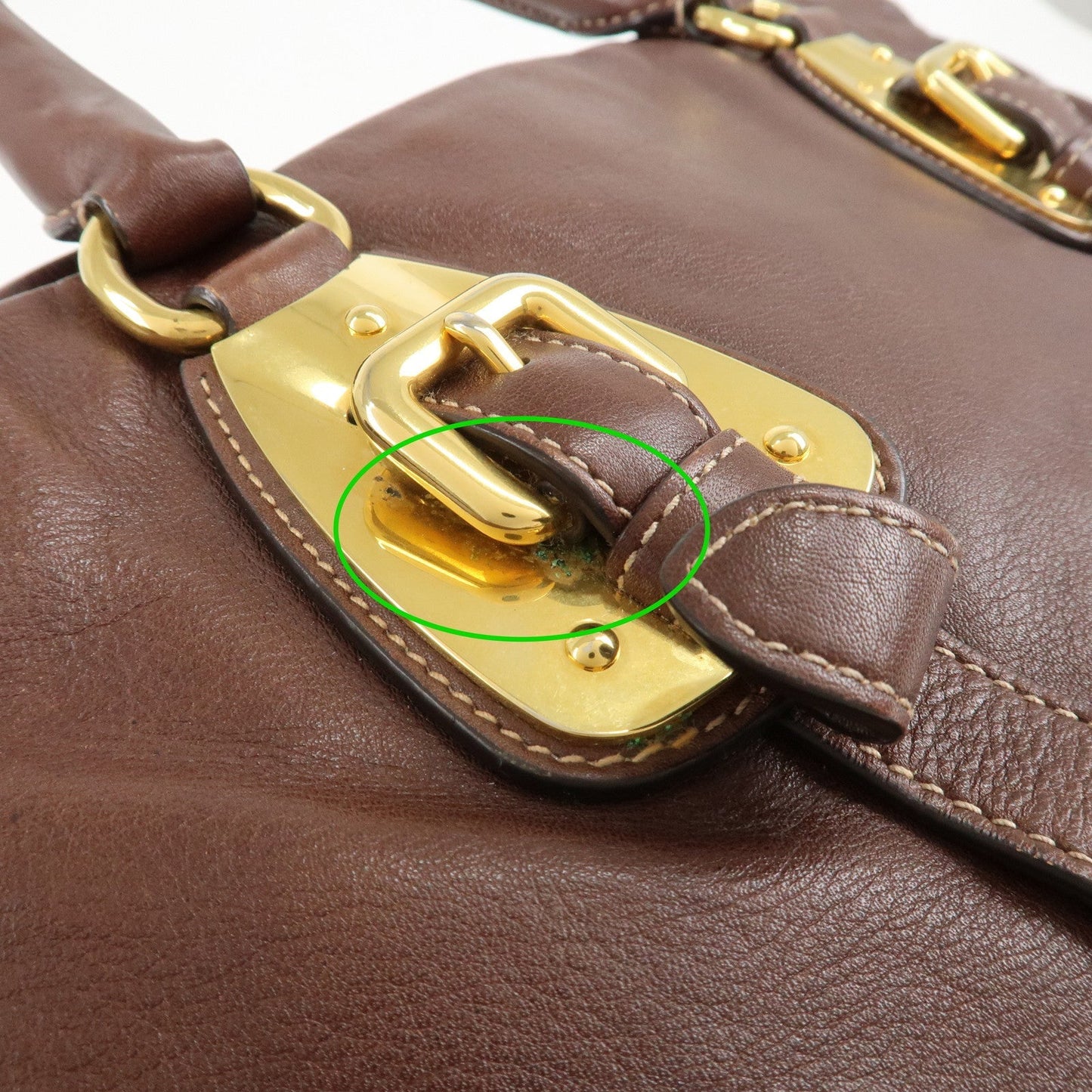 PRADA Leather 2Way Bag Shoulder Bag Hand Bag Brown BN1904  d