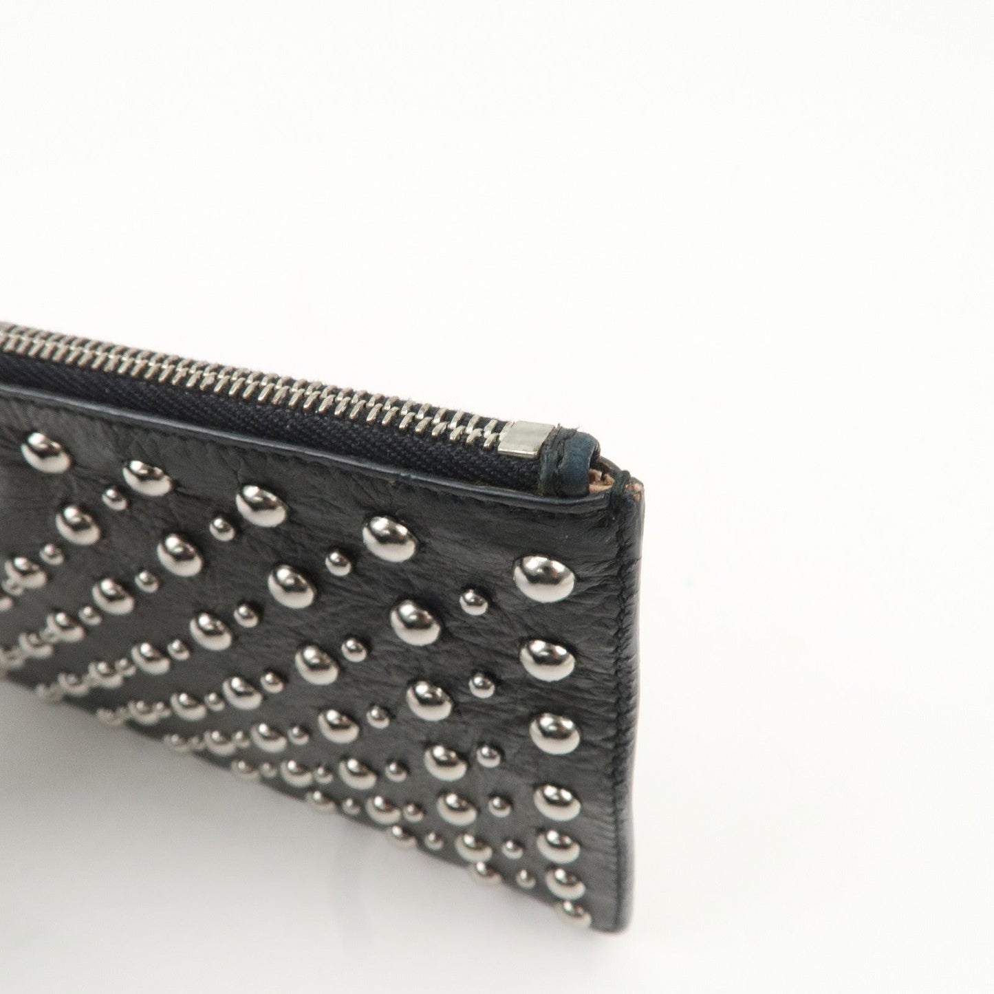 PRADA Leather Pouch Studs Black  d
