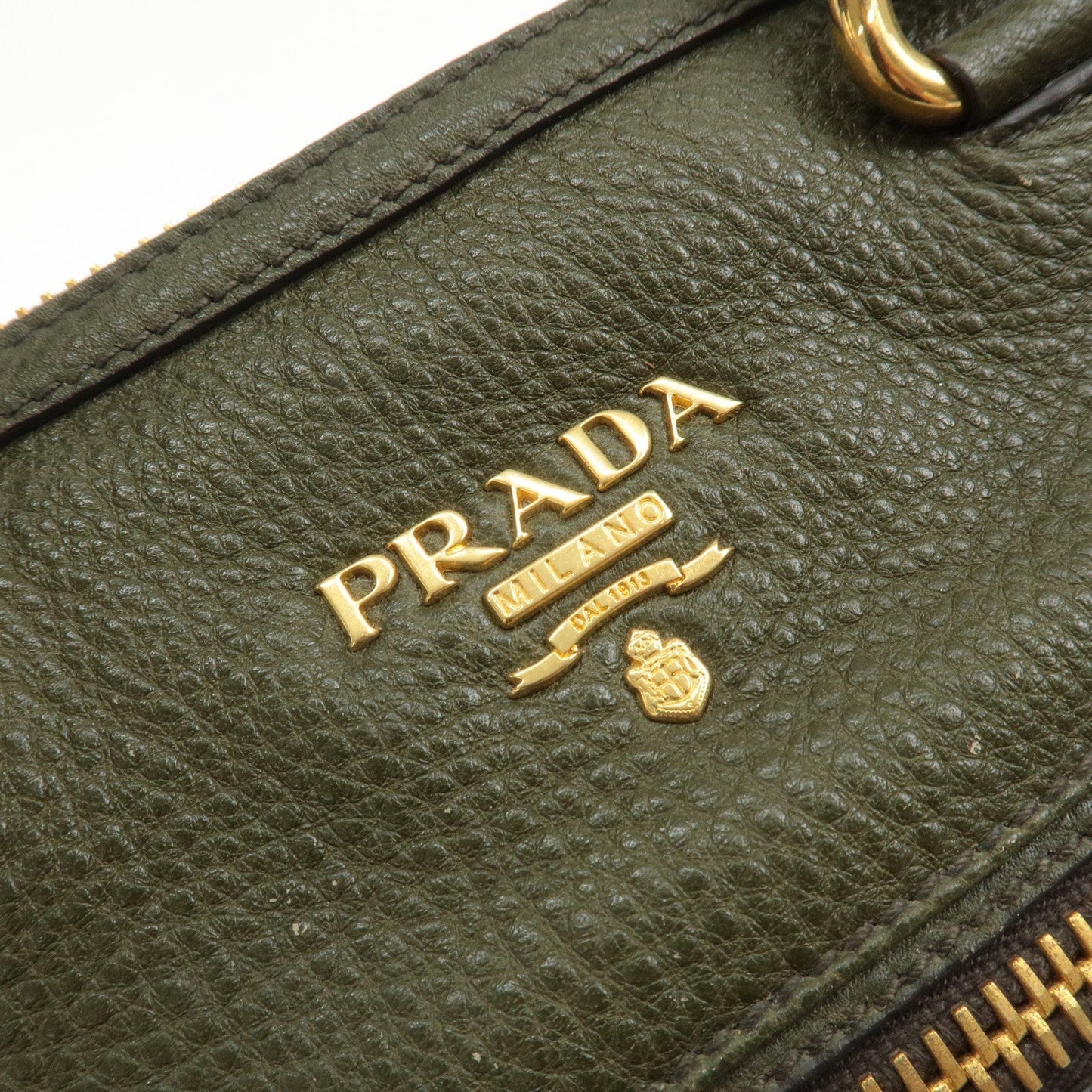 PRADA Leather 2Way Bag Hand Bag Shoulder Bag Khaki BL0805  d