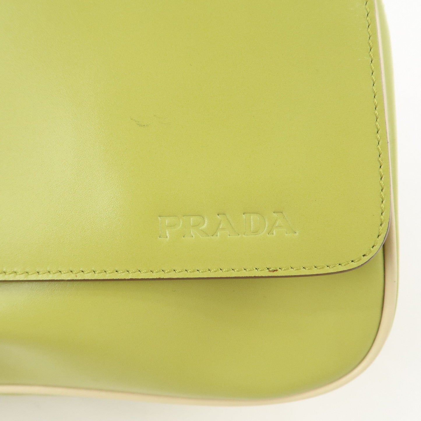 PRADA Leather Shoulder Bag Hand Bag Light Green B10689  d