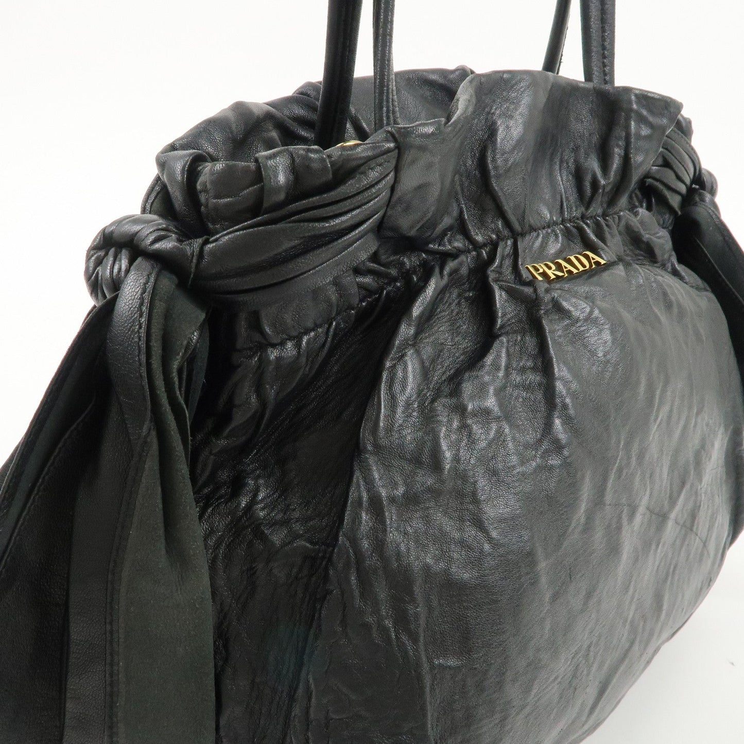 PRADA Leather Ribbon 2Way Bag Hand Bag Shoulder Bag BN1760  d