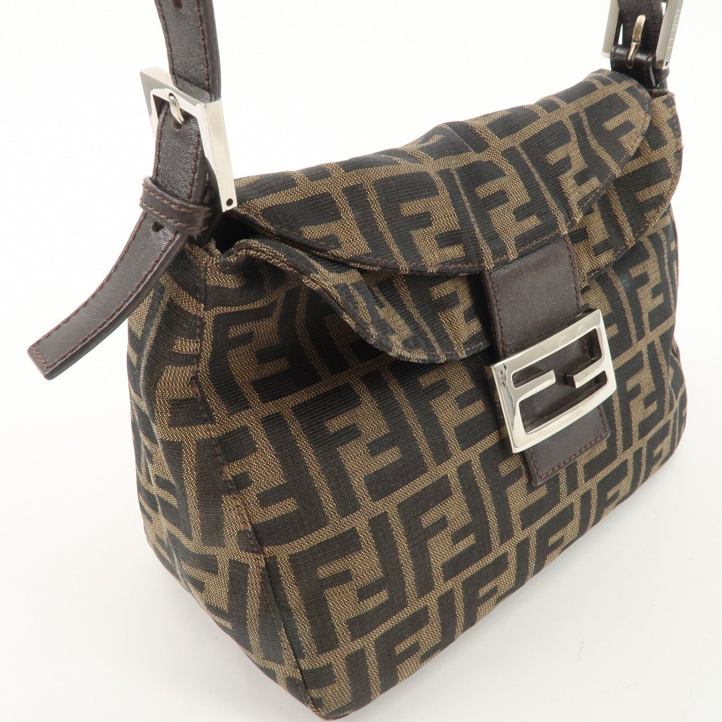 FENDI Zucca Canvas Leather Shoulder Bag Hand Bag 26423 d F/S  d