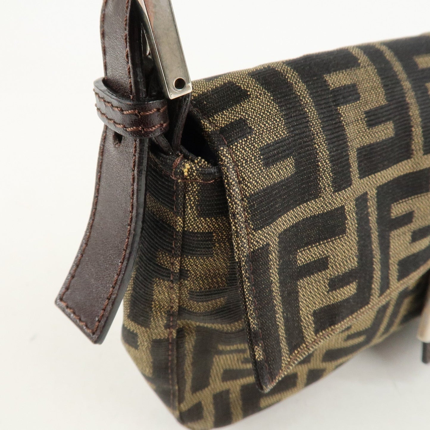 FENDI Zucca Mamma Buguette Canvas Shoulder Bag Brown Black 26424  d