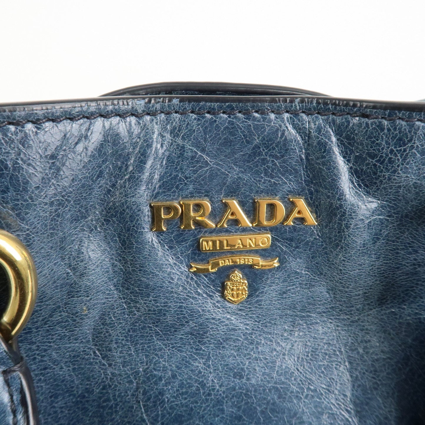 PRADA Leather 2Way Bag Hand Bag Shoulder Bag Blue BN2325  d