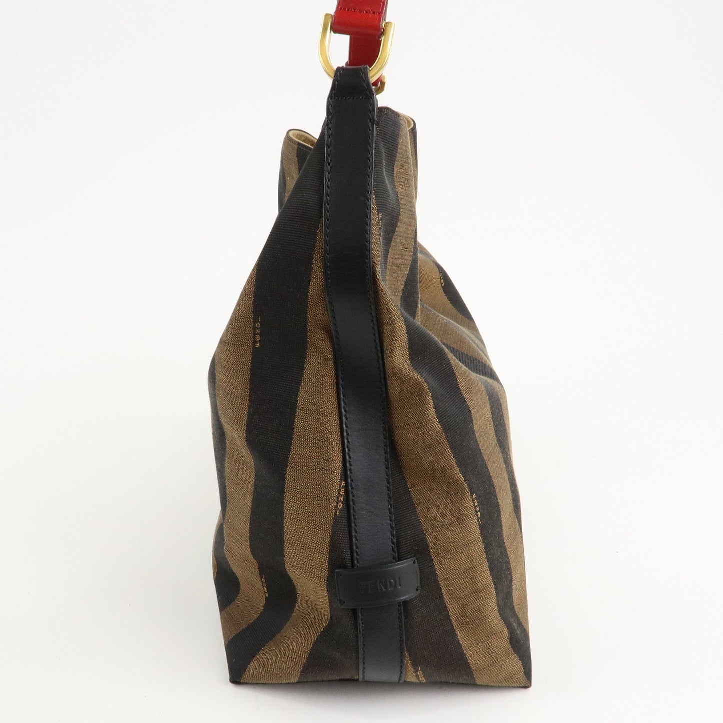 FENDI Pequin Canvas Leather Shoulder Bag Beige Black Brown 8BR653  d