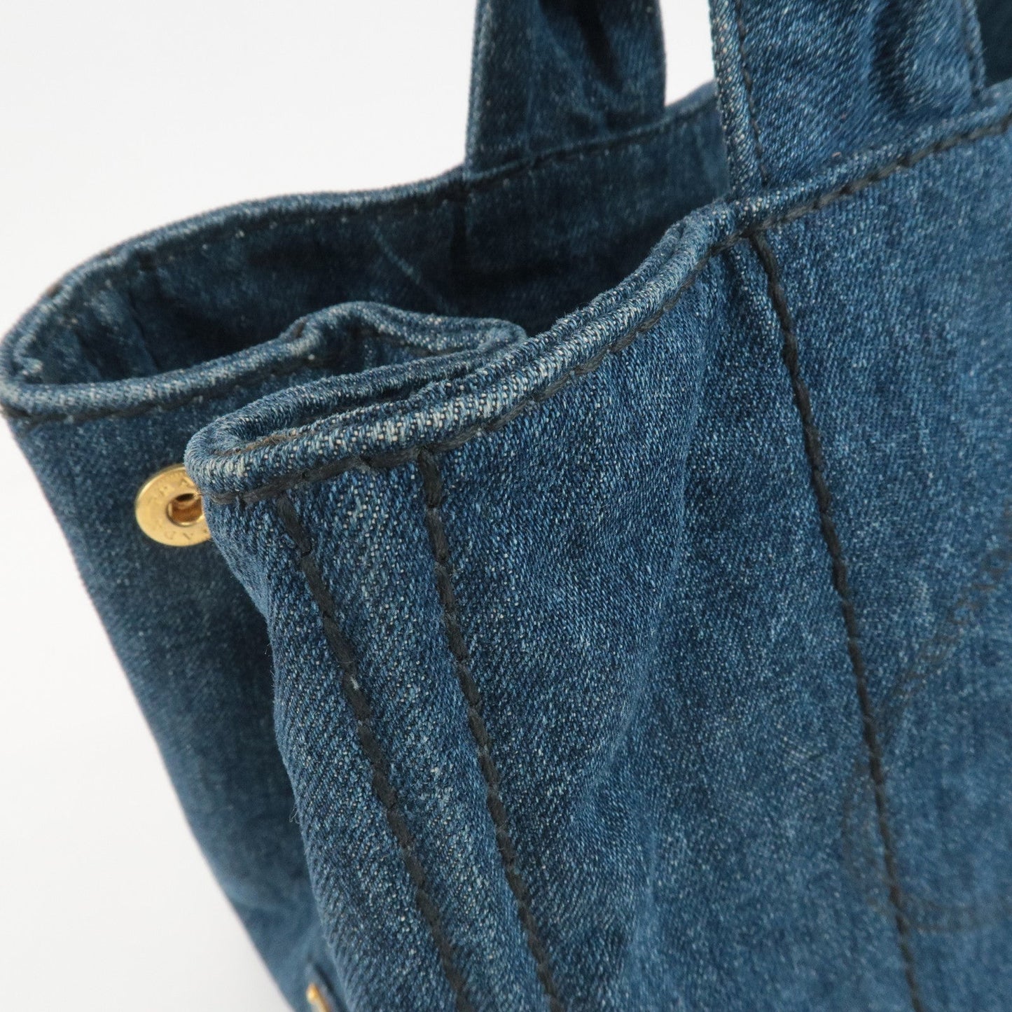 PRADA Canapa Large Canvas Tote Bag Hand Bag Denim Blue B1872B  d