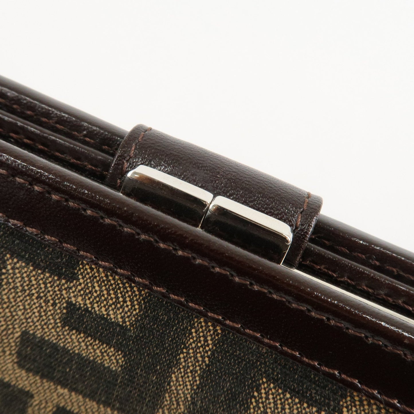 FENDI Zucca Canvas Leather Bifold Wallet Brown Black 1692  d