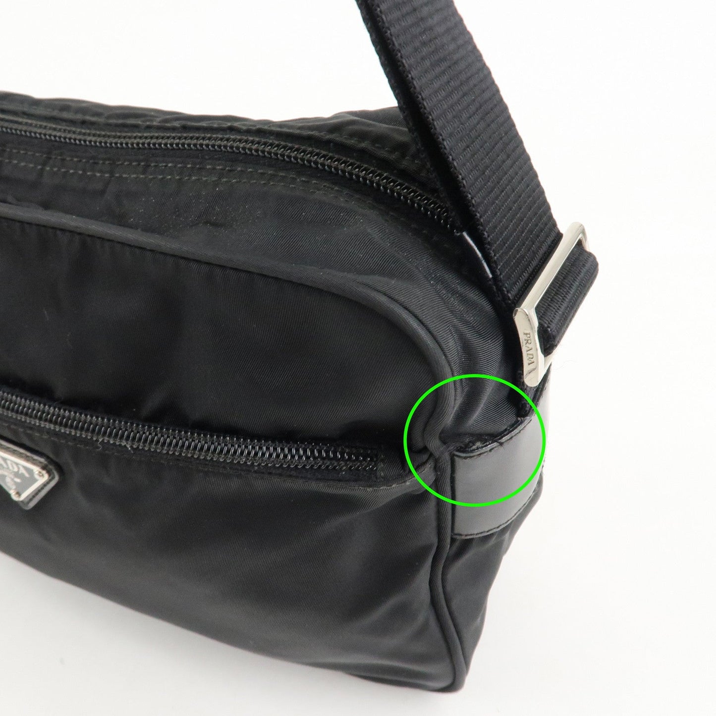 PRADA Logo Nylon Leather Shoulder Bag Crossbody Bag Black  d