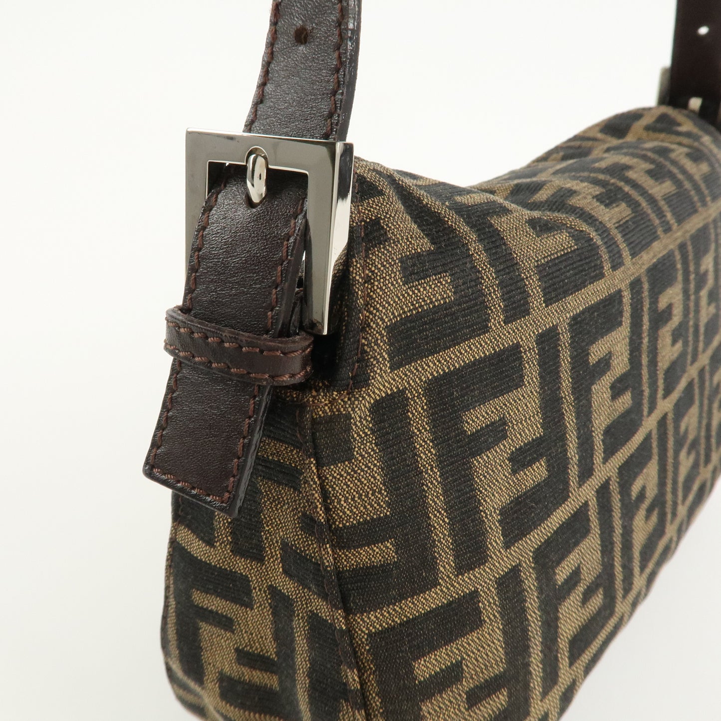 FENDI Zucca Canvas Leather Shoulder Bag Brown Black 26725  d