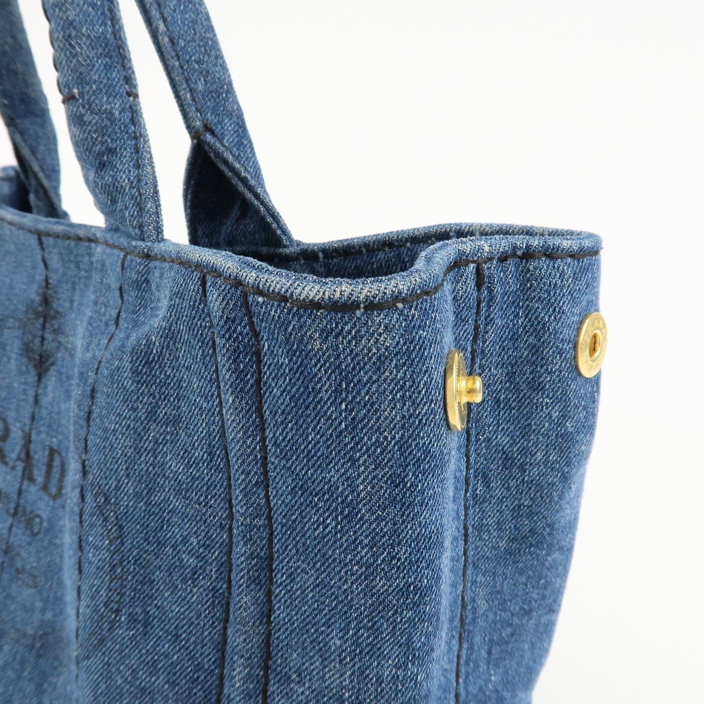 PRADA Canapa Mini Denim Leather 2Way Bag Tote Bag Blue 1BG439  d