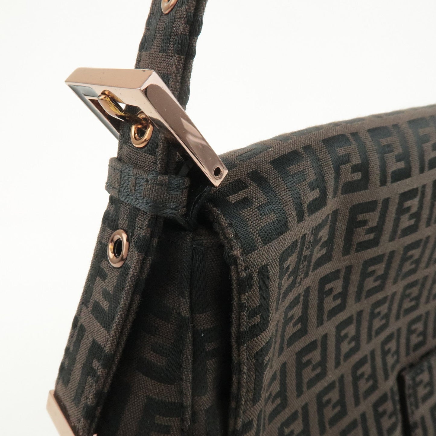 FENDI Zucchino Mamma Baguette Canvas Leather Shoulder Bag 8BR001  d