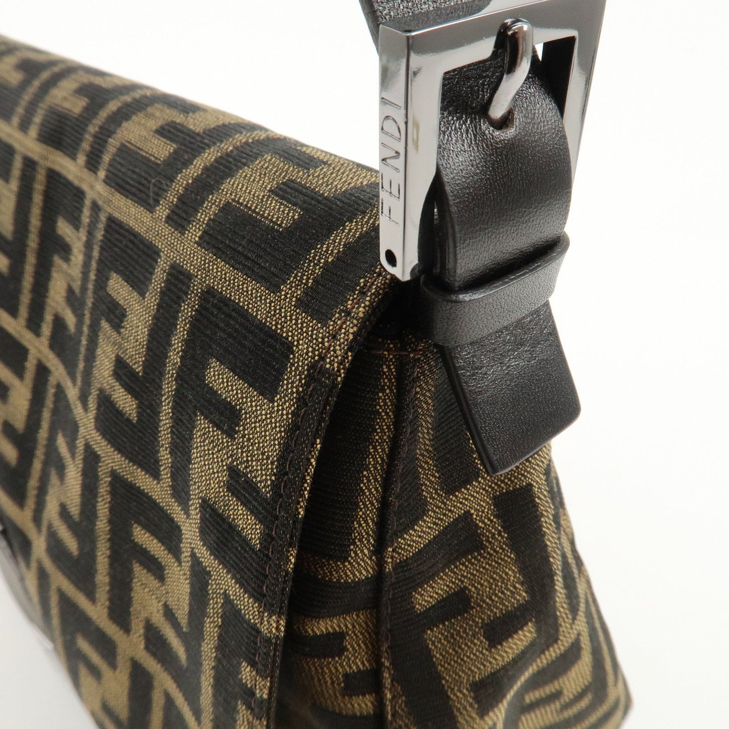 FENDI Mamma Baguette Zucca Canvas Leather Shoulder Bag 8BR001  d