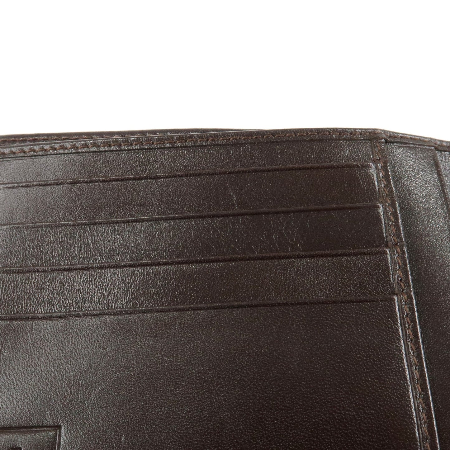 FENDI Zucca Canvas Leather Bifold Wallet Brown Black 31011  d
