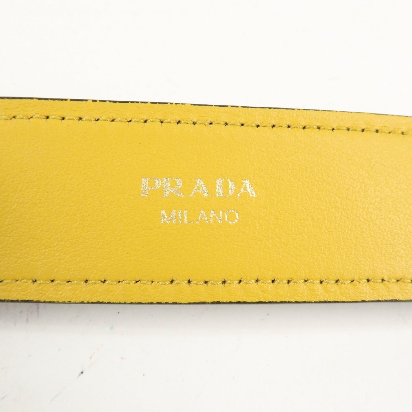 PRADA Leather Palmtree Pattern Shoulder Strap Black  d