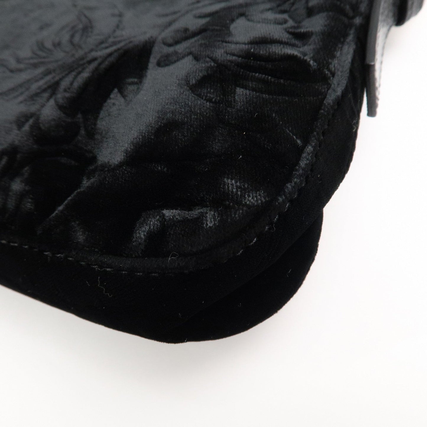 FENDI Mamma Baguette Polyester Leather Shoulder Bag Black 8BR000  d