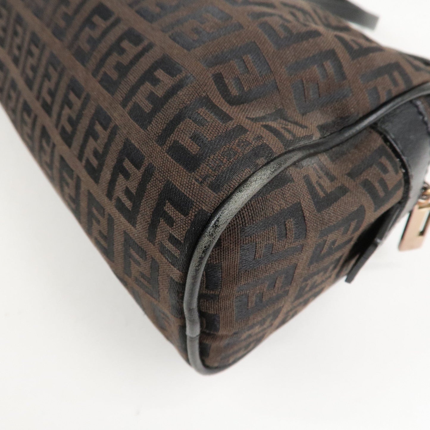 FENDI Zucchino Canvas Leather Hand Bag Brown Black 8BL006  d