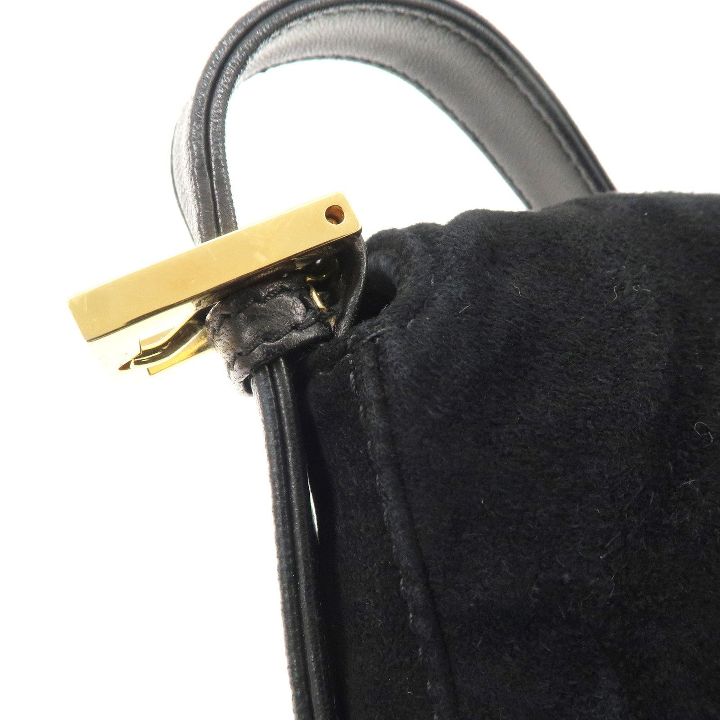 FENDI Mamma Bucket Suede Leather Shoulder Bag Black 26424  d
