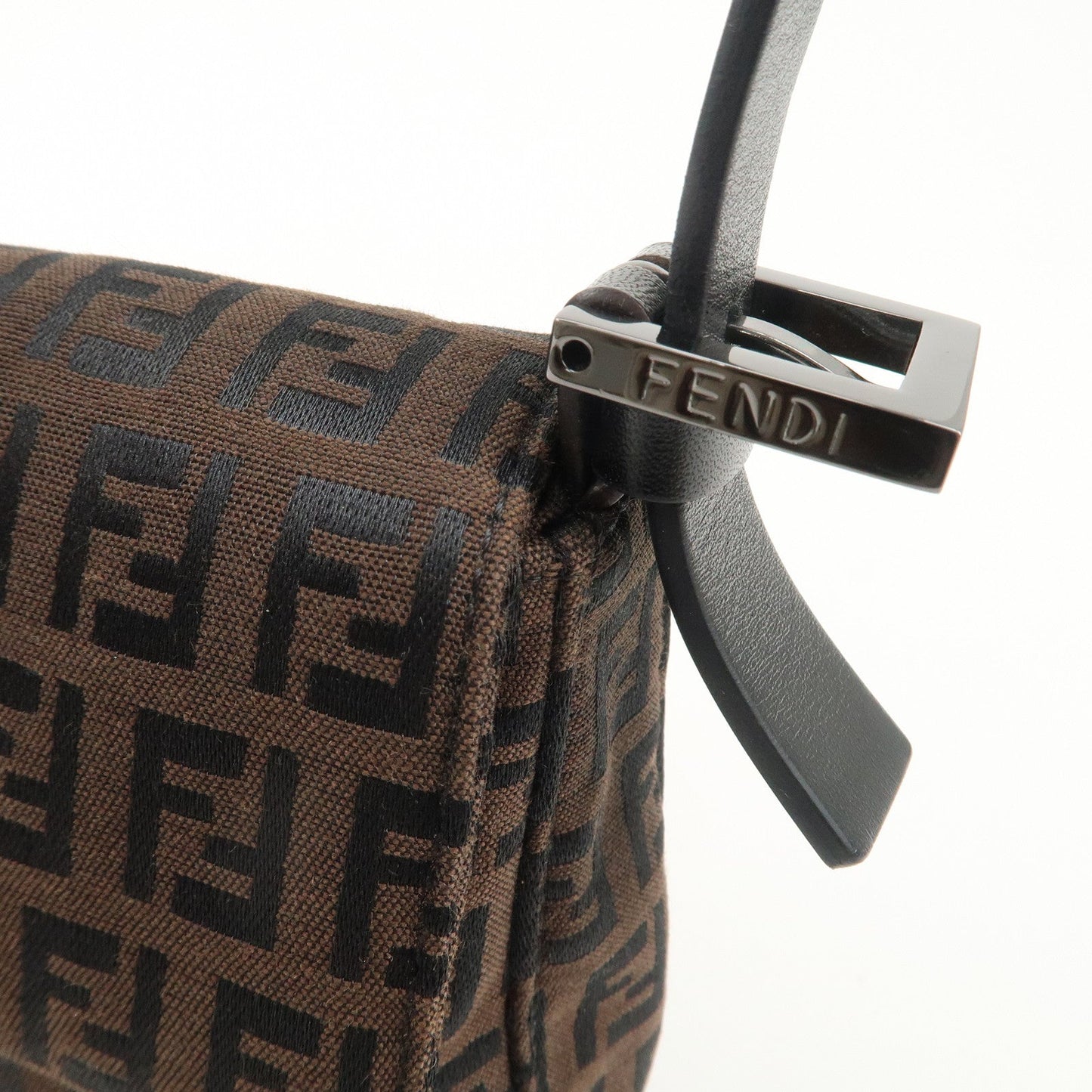 FENDI Mamma Baguette Zucchino Leather Shoulder Bag Brown 8BR000  d