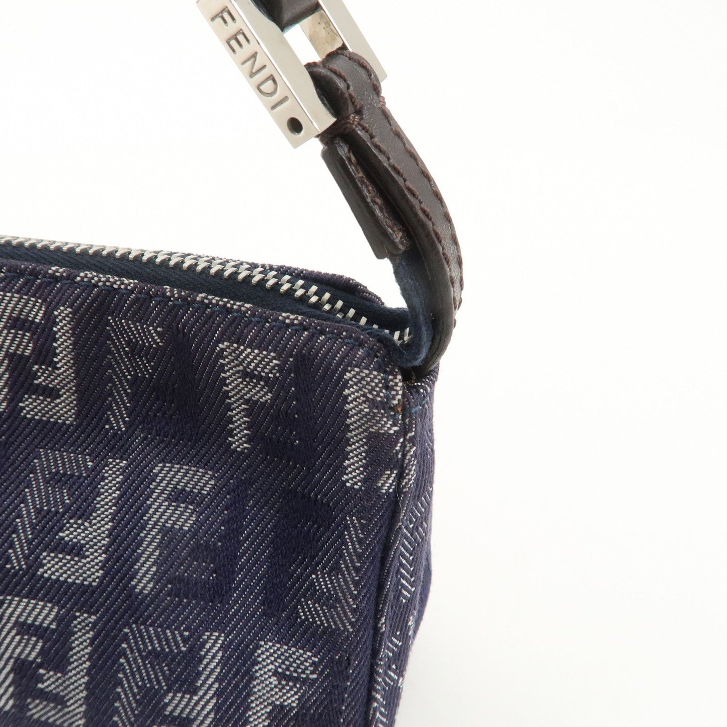 FENDI Zucchino Canvas Leather Shoulder Bag Pouch Navy 8BR249  d