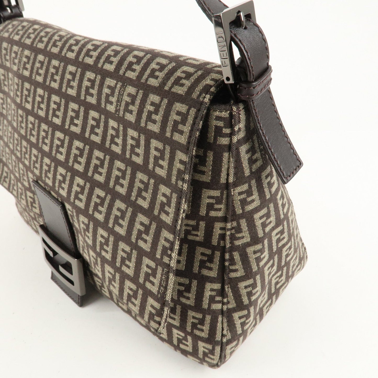 FENDI Mamma Bucket Zucchino Canvas Leather Shoulder Bag 8BR001  d