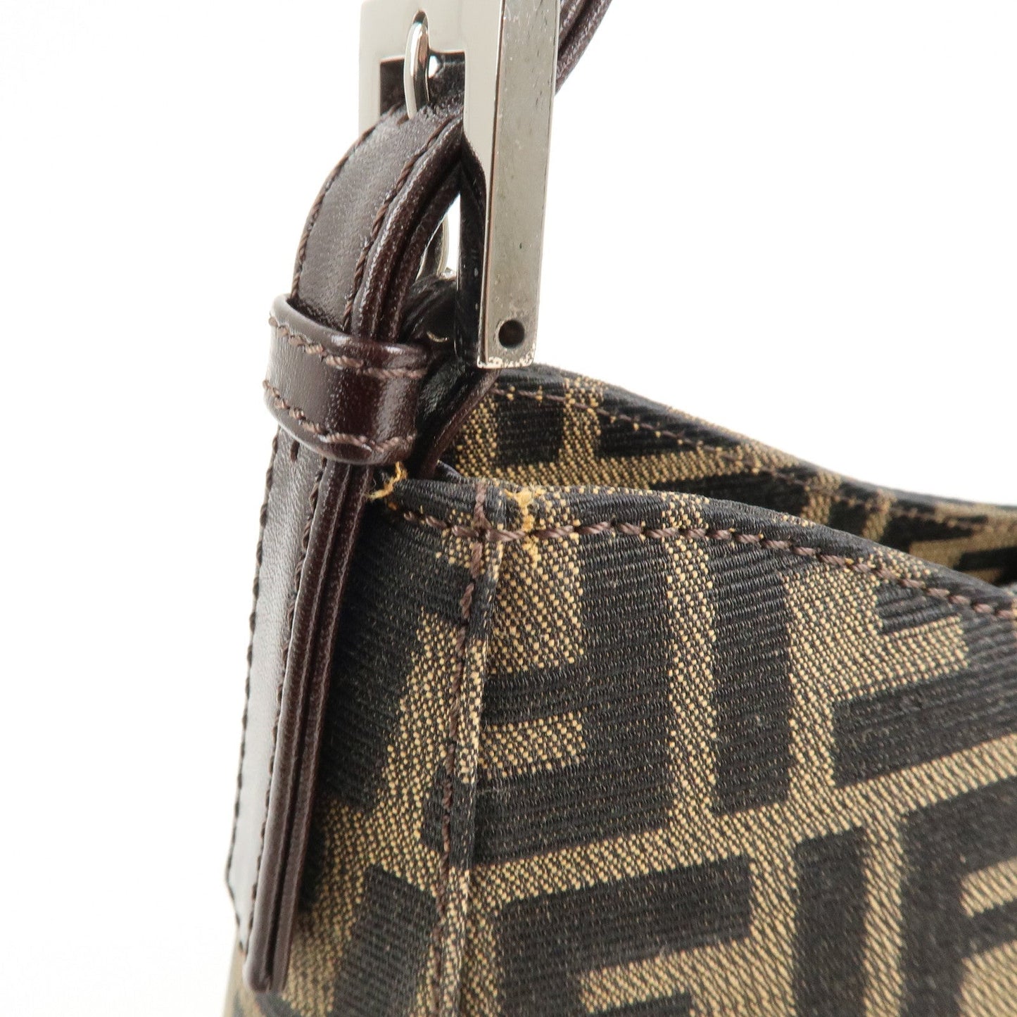 FENDI Zucca Canvas Leather Shoulder Bag Brown Black 9161150001  d