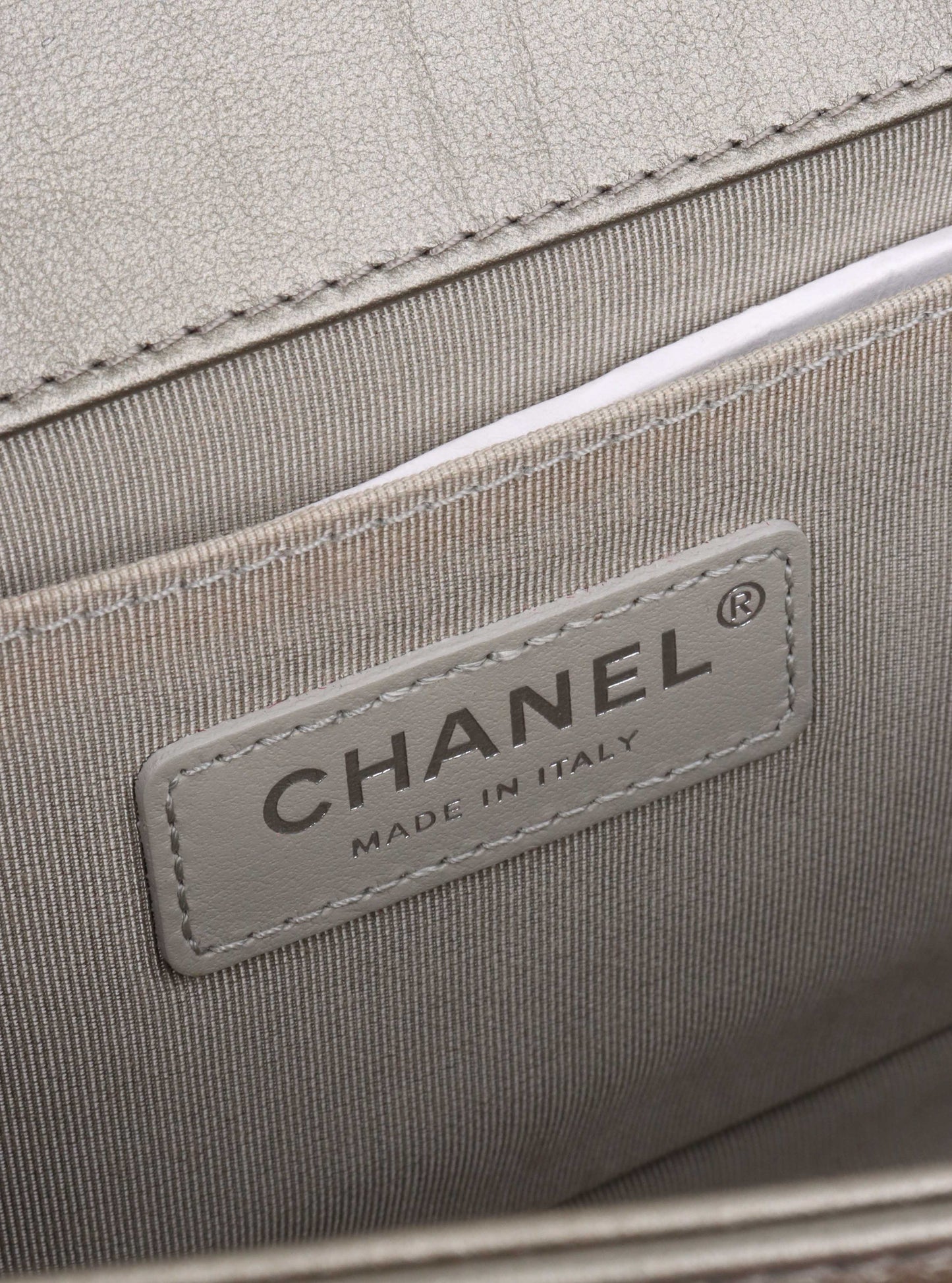Chanel Medium Chevron Metallic Crumpled Calfskin Boy Bag.