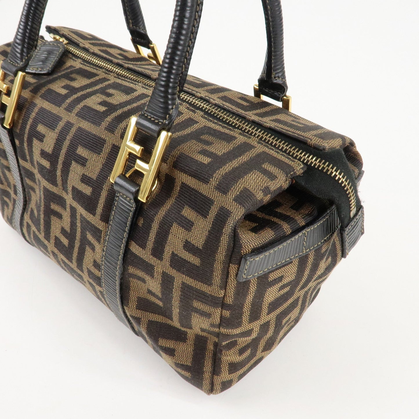 FENDI Zucca Canvas Leather 2WAY Bag Brown Black 261470  d