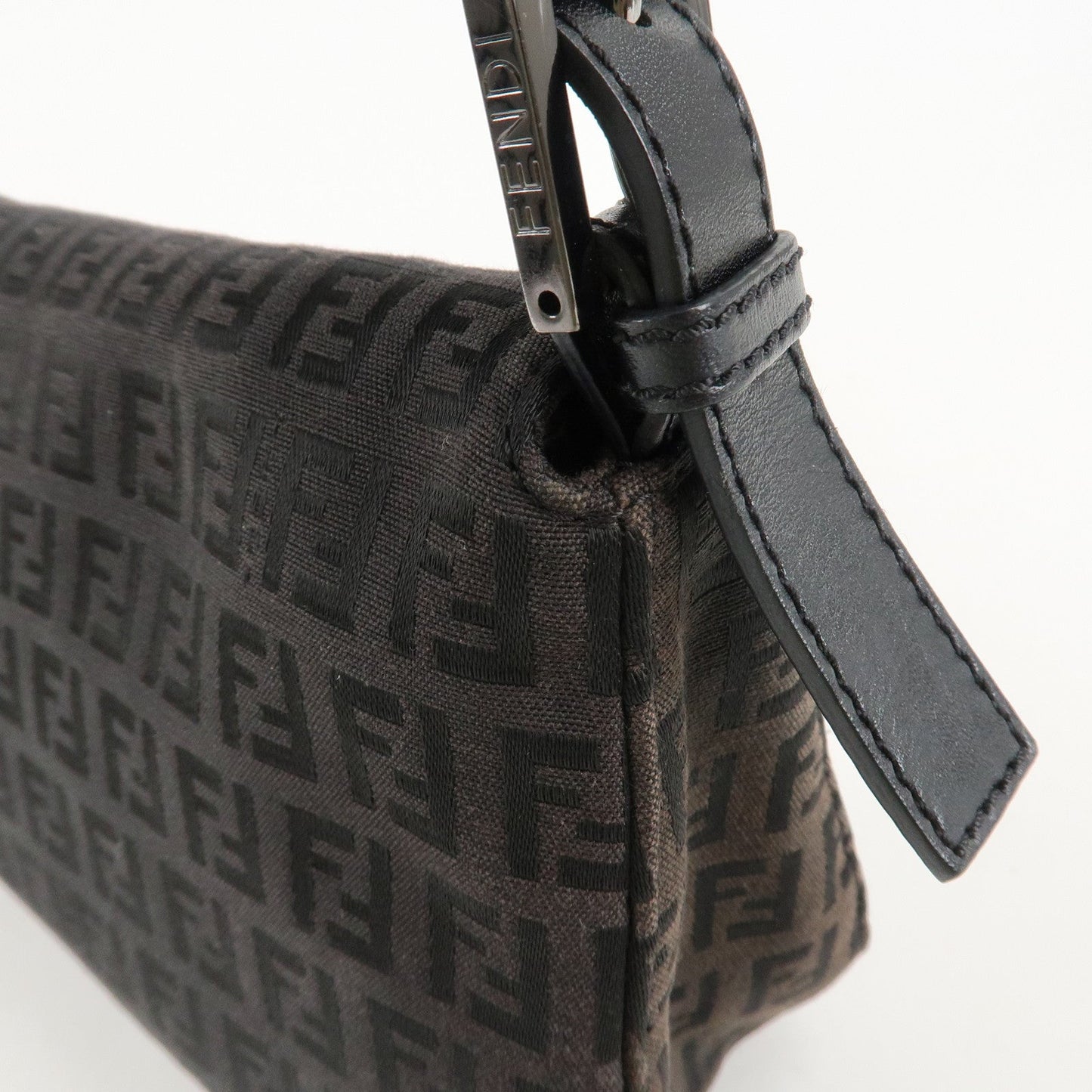 FENDI Mamma Baguette Zucchino Canvas Leather Shoulder Bag 8BR003  d