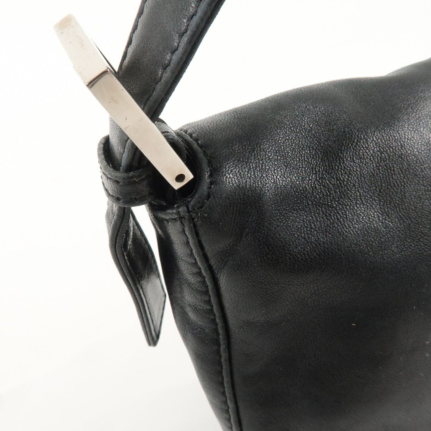 FENDI  Mamma Baguette Leather Shoulder Bag Hand Bag Black 26424  d