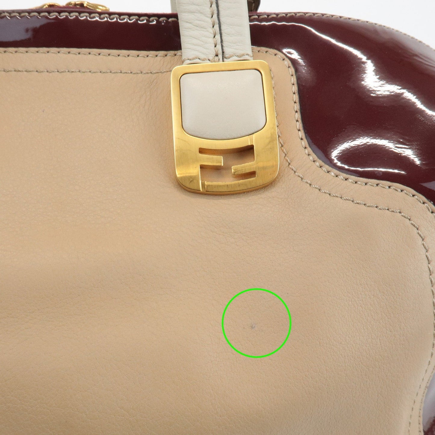 FENDI Chameleon Leather 2WAY Bag Hand Bag Beige Bordeaux 8BL114  d