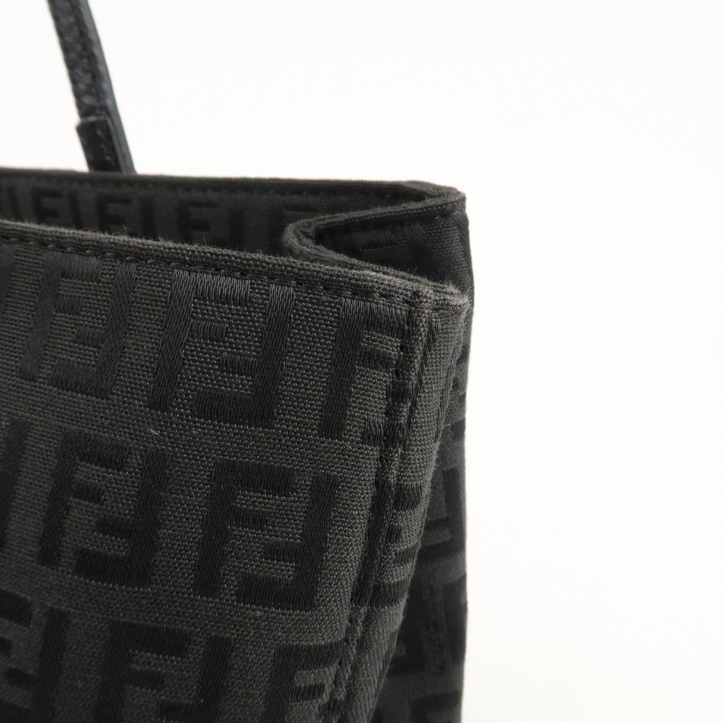 FENDI Zucchino Canvas Leather Tote Bag Hand Bag Black 8BH132  d