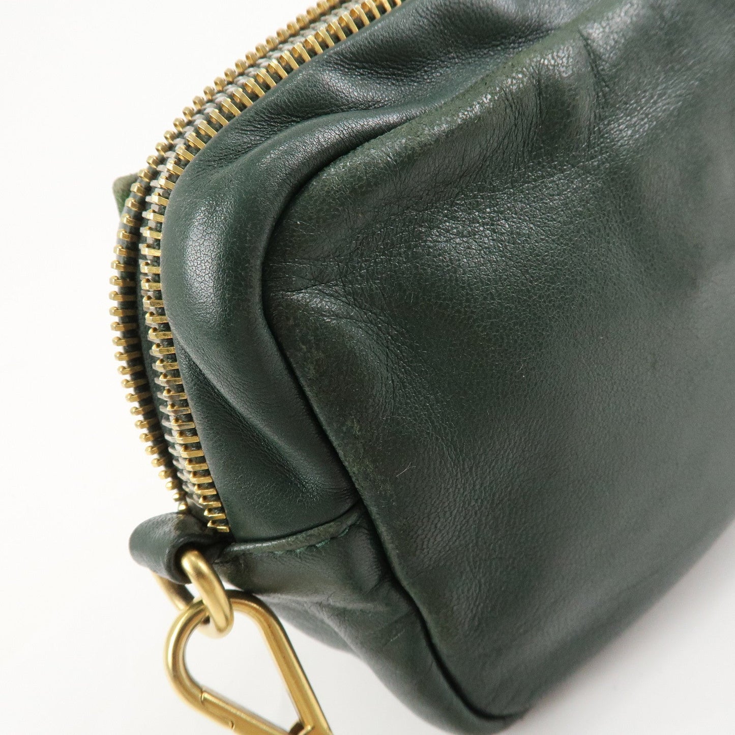 PRADA Logo Leather Ribbon Shoulder Bag Green BP0166  d
