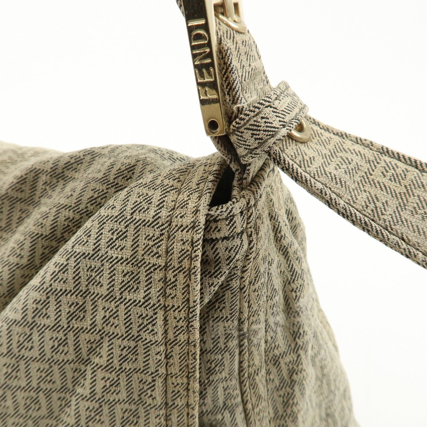 FENDI Mamma Baguette Micro FF Canvas Shoulder Bag Gray 8BR001  d