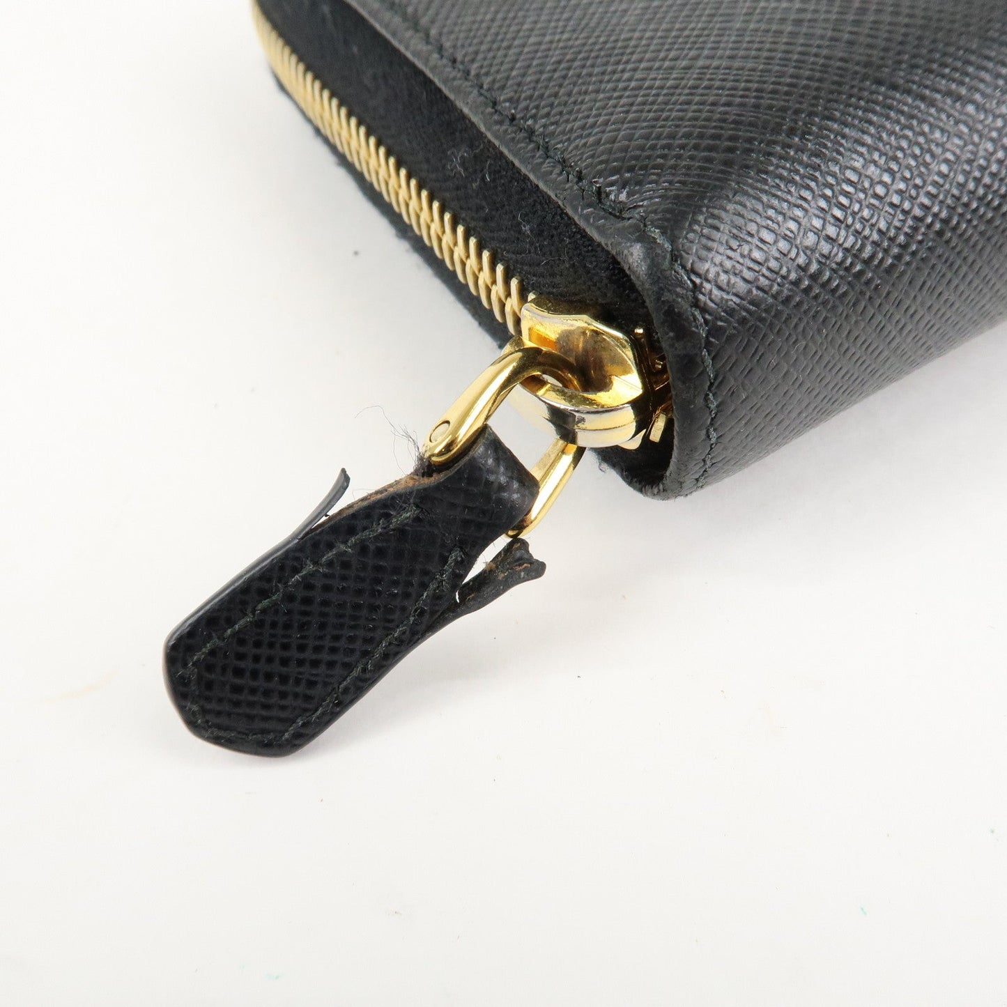 PRADA Saffiano Leather Round Zipper Long Wallet Black 1M0506  d