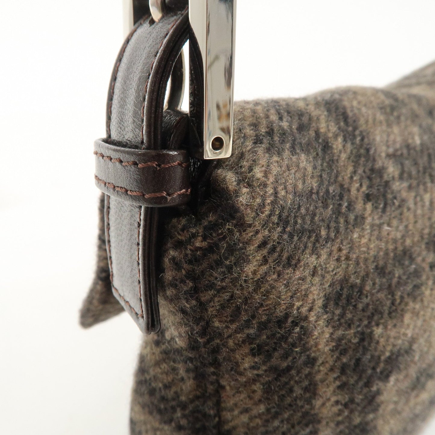 FENDI Mamma Buguette Zucca Wool Leather Shoulder Bag 26424  d