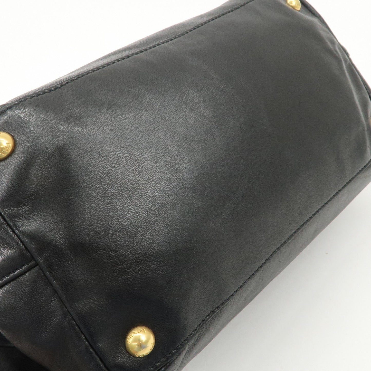 PRADA Leather Ribbon Tote Bag Hand Bag NERO Black BN1601  d