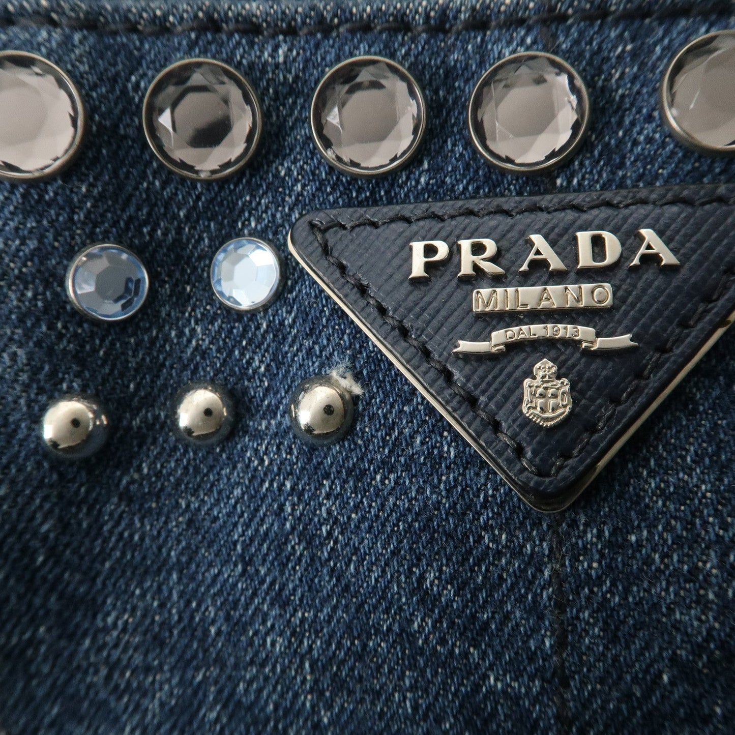 PRADA Logo Canapa Mini Denim Bijou 2Way Tote Bag Denim Blue 1BG439  d