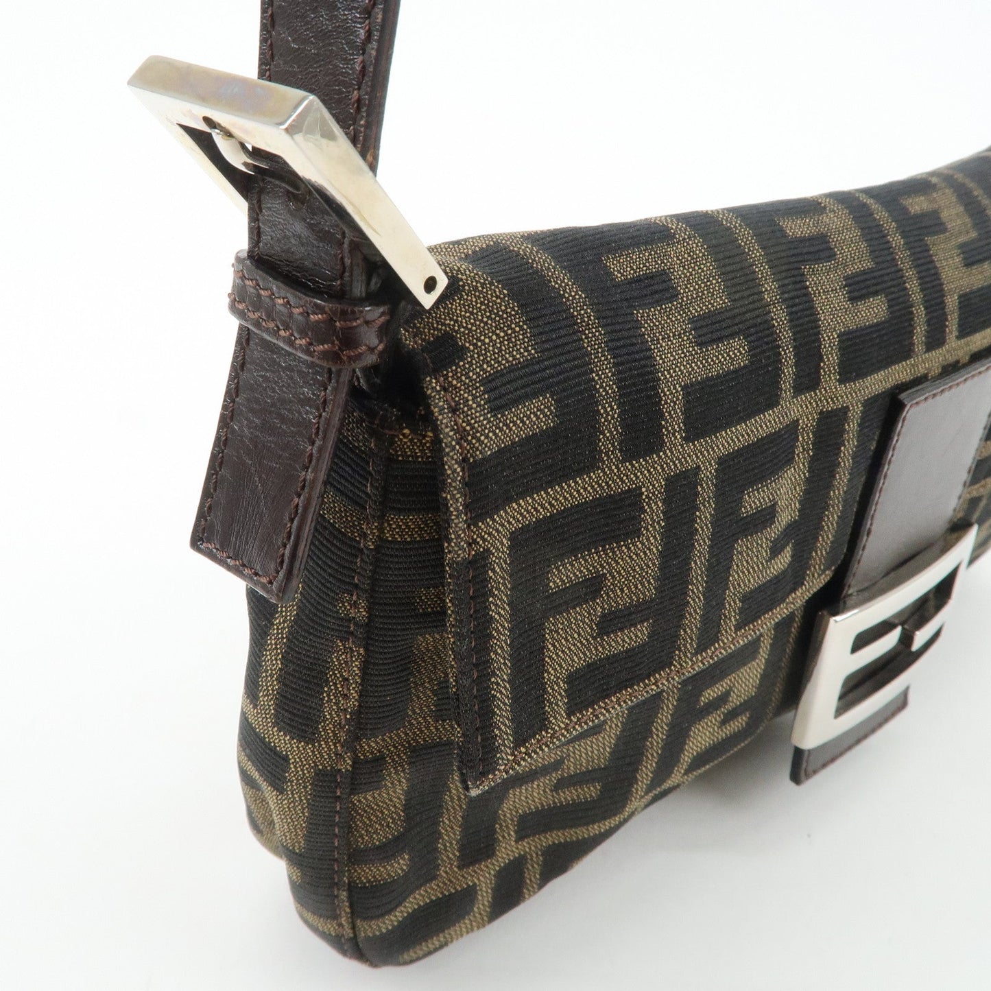 FENDI Mamma Baguette Zucca Canvas Leather Shoulder Bag 26424  d