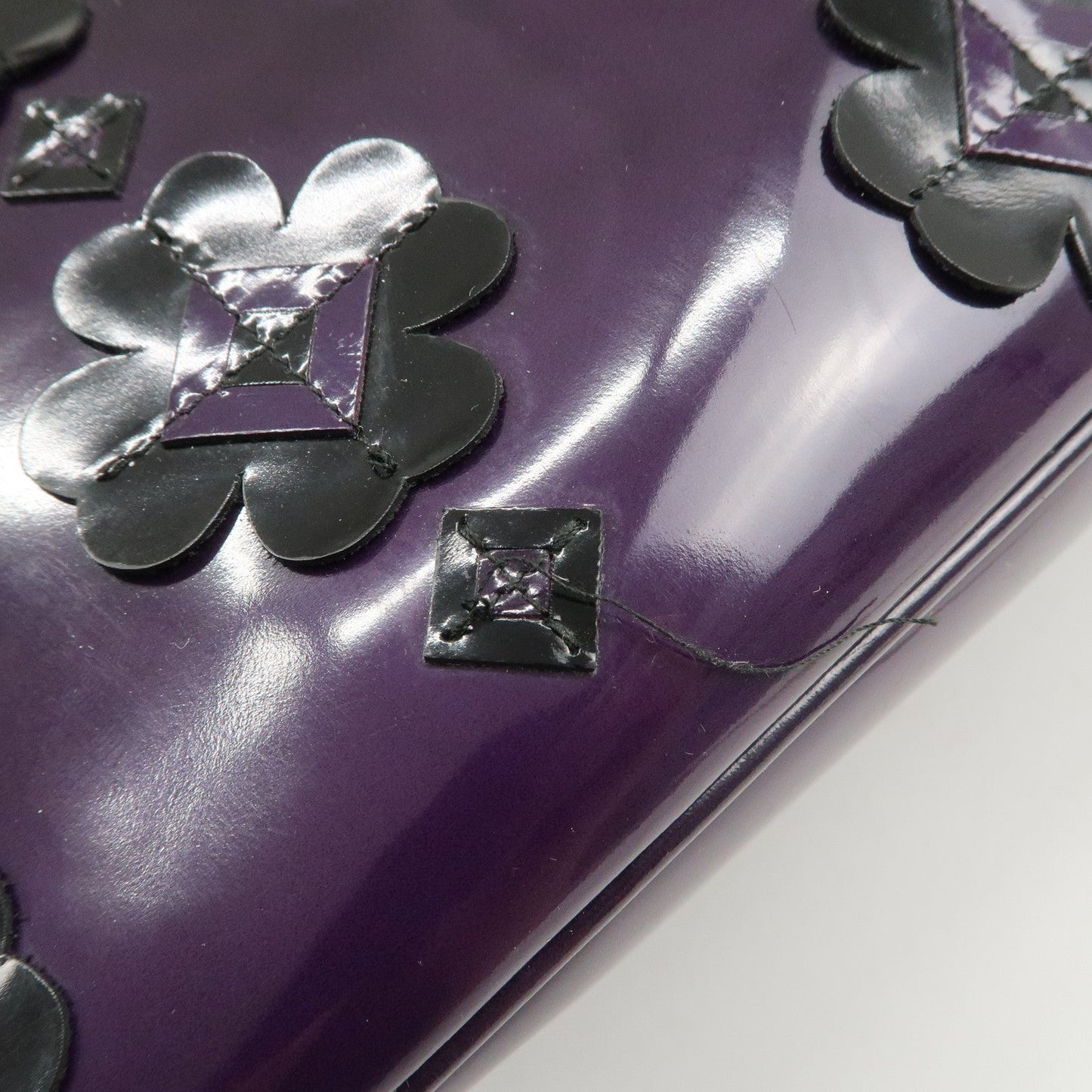 PRADA Patent Leather 2Way Shoulder Bag Flower Motif B2274F  d